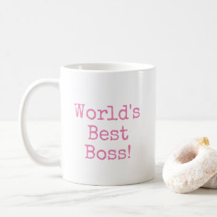 Roze wereld Best Boss Typografie Koffiemok