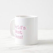 Roze wereld Best Boss Typografie Koffiemok (Voorkant links)
