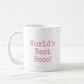 Roze wereld Best Boss Typografie Koffiemok (Links)