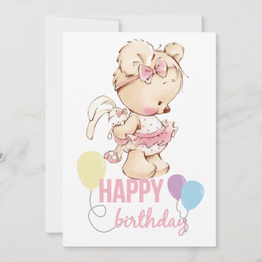 Roze wereld met magische veer, verjaardag voor mei kaart (Achterkant)