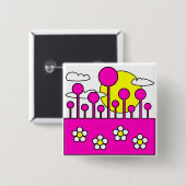 Roze wereld vierkante button 5,1 cm (Voorkant /achterkant)