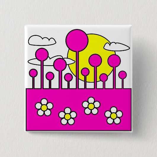 Roze wereld vierkante button 5,1 cm (Voorkant)