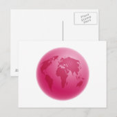 Roze Wereldbol Briefkaart (Voorkant / Achterkant)