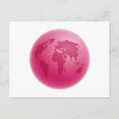 Roze Wereldbol Briefkaart (Voorkant)
