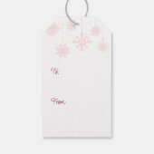 Roze Wereldbol met kerstboomsneeuw Cadeaulabel (Achterkant)