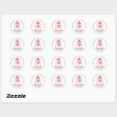Roze Wereldbol met kerstinnevel Retouradres labels (Vel)