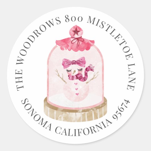 Roze Wereldbol met kerstinnevel Retouradres labels (Voorkant)