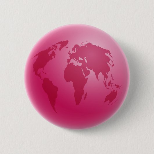 Roze Wereldbol Ronde Button 5,7 Cm (Voorkant)