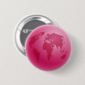 Roze Wereldbol Ronde Button 5,7 Cm (Voorkant /achterkant)