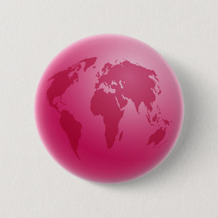 Roze Wereldbol Ronde Button 5,7 Cm