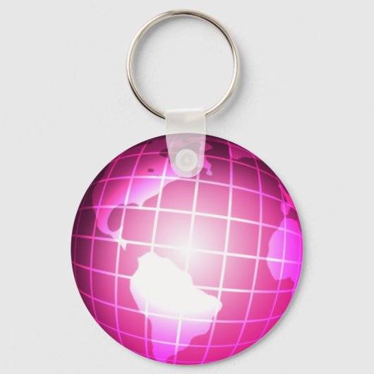 Roze Wereldbol Sleutelhanger (Voorkant)