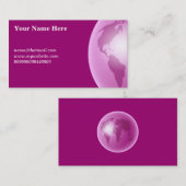 Roze Wereldbol van de Wereld, Jouw naam Hier, name Visitekaartje (Voorkant / Achterkant)