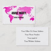 Roze Wereldkaart Abstracte kunst bruiloft kleurig Visitekaartje (Voorkant / Achterkant)