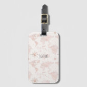 Roze Wereldkaart Bagagelabel (Voorkant (verticaal))