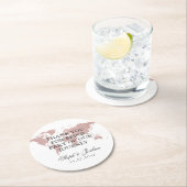 Roze Wereldkaart dank u bruiloft gunst Ronde Kartonnen Onderzetter (Insitu)