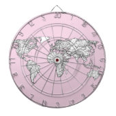 roze wereldkaart dartbord (Voorkant)