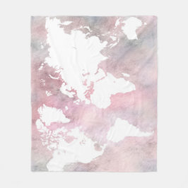 Roze wereldkaart Design 66 Fleece Deken