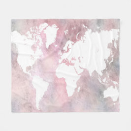 Roze wereldkaart Design 66 Fleece Deken