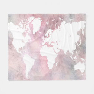 Roze wereldkaart Design 66 Fleece Deken