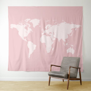 Roze Wereldkaart Gedetailleerde Globe Achtergrond  Wandkleed