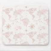 Roze Wereldkaart Muismat (Voorkant)
