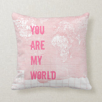 Roze Wereldkaart Pillow Kussen