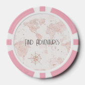 Roze Wereldkaart Poker Chips (Voorkant)