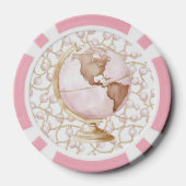 Roze Wereldkaart Poker Chips (Achterkant)