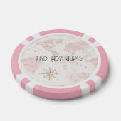 Roze Wereldkaart Poker Chips (Enkel)