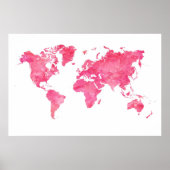 Roze Wereldkaart poster (Voorkant)