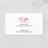 Roze Wereldkaart Reisagent (op witte optie) Visitekaartje (Achterkant)