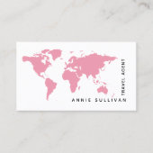 Roze Wereldkaart Reisagent (op witte optie) Visitekaartje (Voorkant)