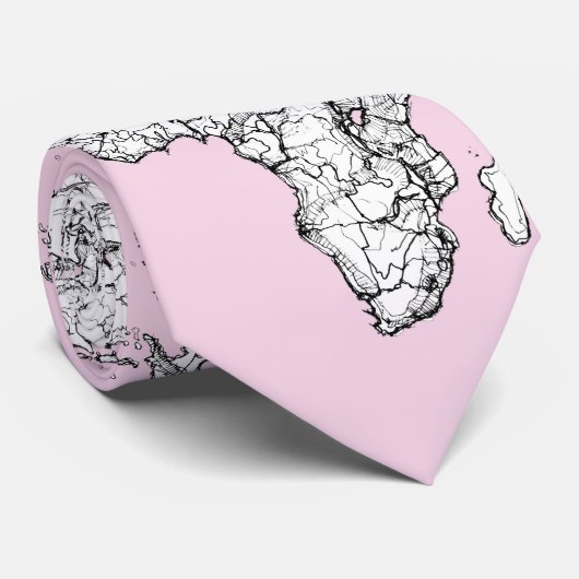 roze wereldkaart stropdas (Opgerold)