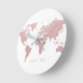 Roze Wereldkaart Wereldbol Ronde Klok (Hoek)
