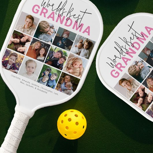 Roze Werelds Beste Oma | Fotocollage Pickleball Paddle