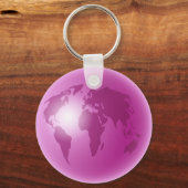 Roze wereldWereldbol Sleutelhanger (Voorkant)