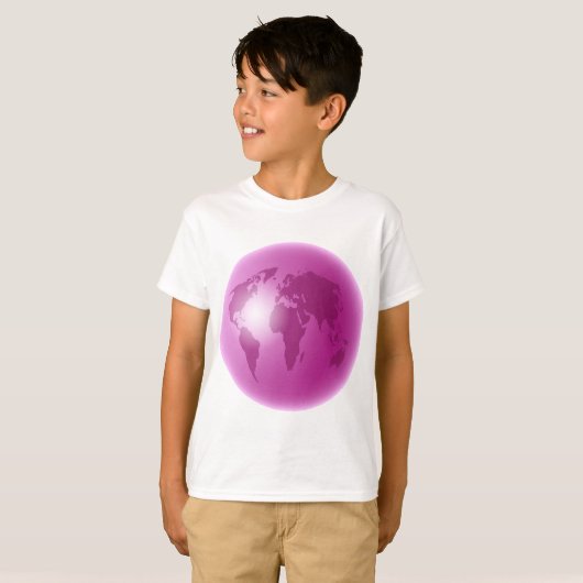 Roze wereldWereldbol T-shirt (Voorkant volledig)