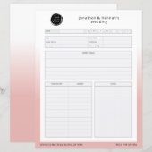 Roze werkblad voor de planning van bedrijfseveneme (Voorkant / Achterkant)