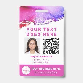 Roze werknemer Foto ID QR Code Badge