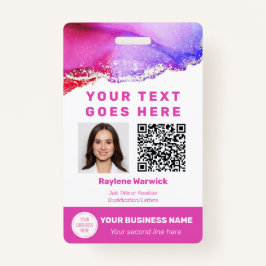 Roze werknemer Foto ID QR Code Badge