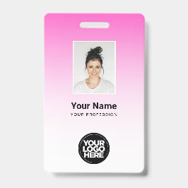Roze werknemer Fotobalk Code Logo Naam gradiënt Badge