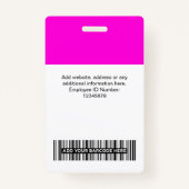 Roze werknemer Naam Bedrijfspersoneel Label Person Badge (Achterkant)