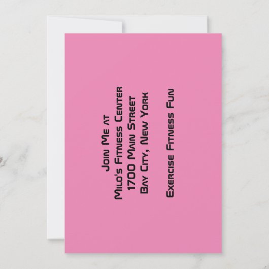 Roze werkout Gym Coach-uitnodiging Kaart (Achterkant)