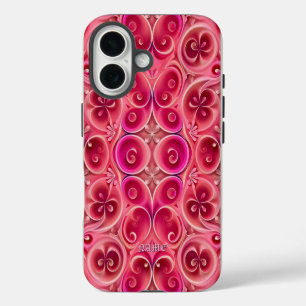 Roze wervel caleidoscoop patroon iPhone 16 hoesje