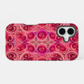 Roze wervel caleidoscoop patroon iPhone 16 hoesje (Achterkant horizontaal)