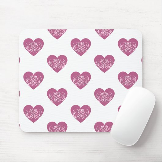 Roze Wervelend Hart, Schattig Romantisch Cadeau Muismat (Met muis)