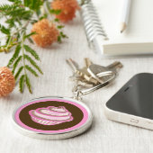 Roze Wervelende Cupcake Sleutelhanger (Zijkant)