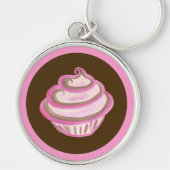 Roze Wervelende Cupcake Sleutelhanger (Voorkant)