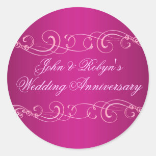 Roze Wervelende Huwelijksjubileum Envelope Sticker