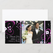 Roze werveling Dank u bruiloft foto kaarten (Voorkant / Achterkant)